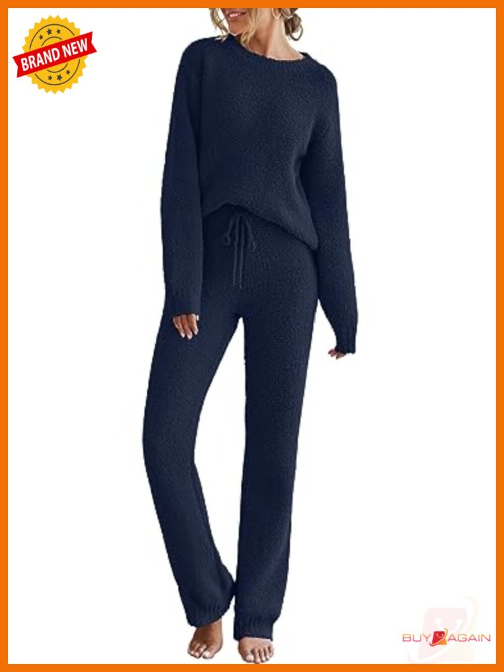 Womens Fuzzy Fleece Lounge Set 2 Piece Pajama Sweater & Pants Cozy Fall Winter